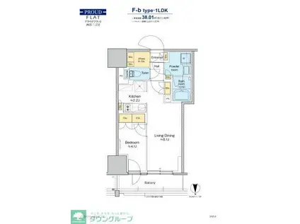 プラウドフラット四谷三丁目(1LDK/5階)の間取り写真