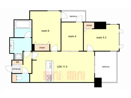 アプリーレ神戸元町(3LDK/13階)の間取り写真