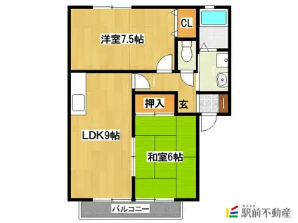 パークヒルズ桜山I(2LDK/2階)の間取り写真