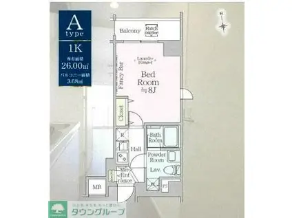 ルフレ イムーブル北千住(1K/5階)の間取り写真