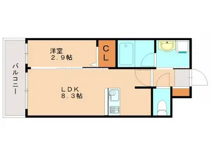 ヴィラージュ博多駅南(1LDK/3階)の間取り写真