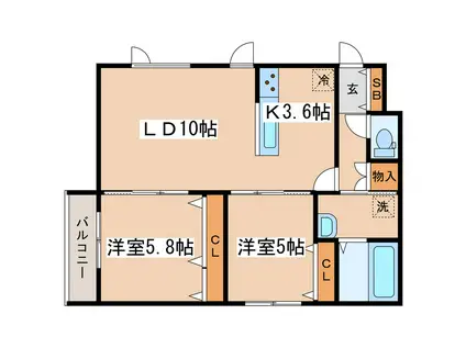 レイモンド(2LDK/3階)の間取り写真