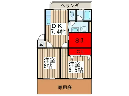 スカイレジデンス(2SDK/1階)の間取り写真