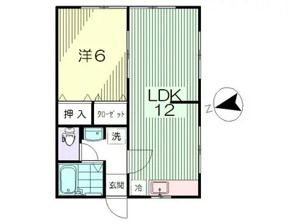ルネサンス等々力(1LDK/1階)の間取り写真