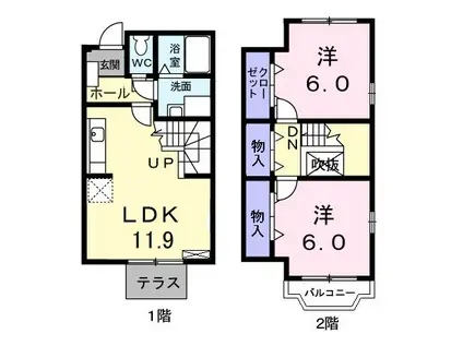 エスペランサB(2LDK/1階)の間取り写真