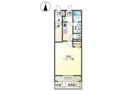 ロイヤルコート 湘南(1K/1階)の間取り写真