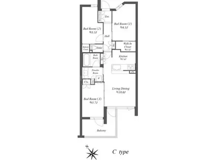 ザ・ケンジントン・レジデンス上池台(3LDK/2階)の間取り写真