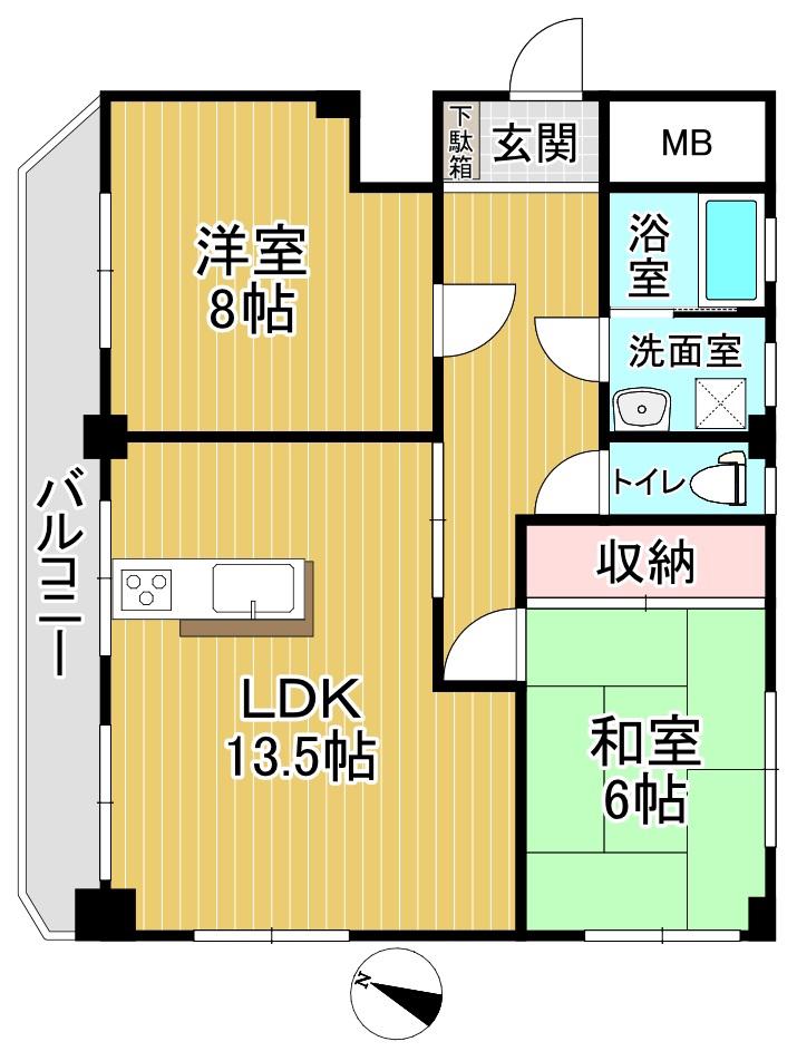 リ・エクラ(2LDK/4階)の間取り写真