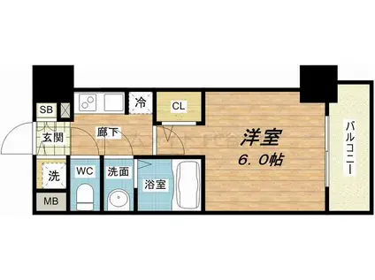 S-RESIDENCE南堀江(1K/6階)の間取り写真