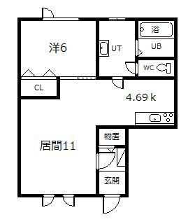 SKY CITY(1LDK/1階)の間取り写真