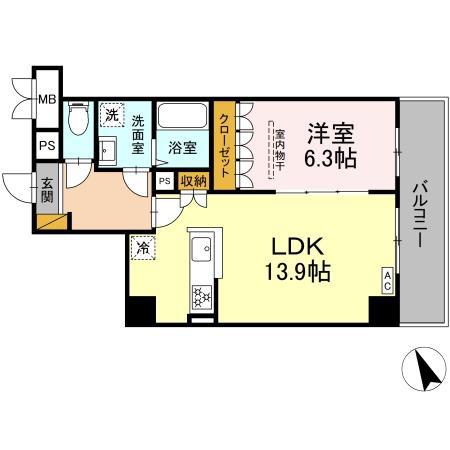 GRAND VILLAGE(1LDK/5階)の間取り写真