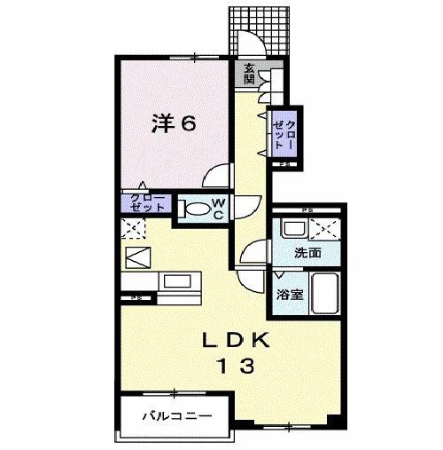 MSGARDENB棟(1LDK/1階)の間取り写真