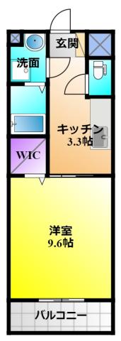 ビリーヴヒルズII(1K/3階)の間取り写真