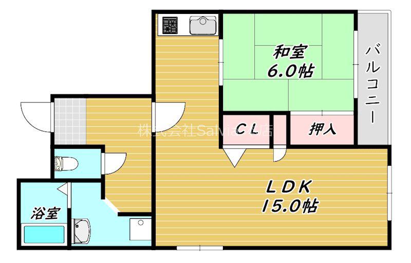 メゾンドールDOI(1LDK/5階)の間取り写真