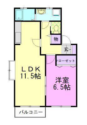 パークサイドみゆき(1LDK/1階)の間取り写真