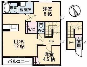 シャーメゾン・トパーズ S(2LDK/2階)の間取り写真