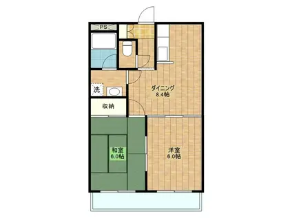 クレスト市ヶ尾(2DK/2階)の間取り写真