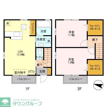メゾン東山(2LDK/2階)の間取り写真