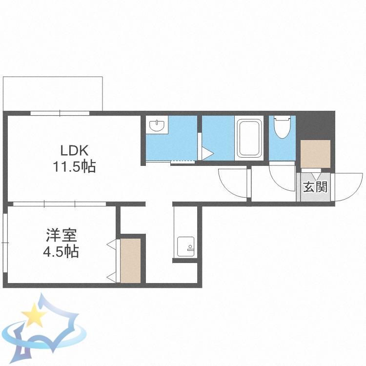 ブランシャールEK琴似(1LDK/4階)の間取り写真
