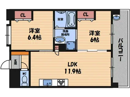 プラマーV番館(2LDK/2階)の間取り写真