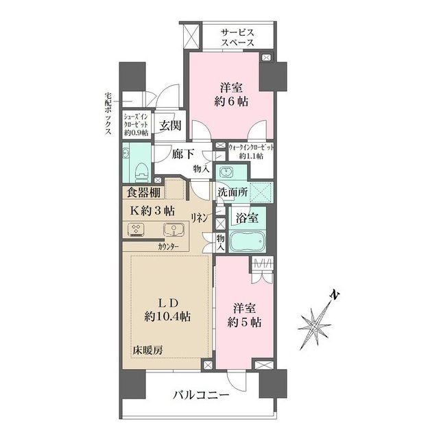 ザ・パークハウス文京千石一丁目(2LDK/9階)の間取り写真