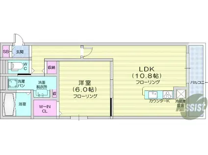 ルミエール(1LDK/2階)の間取り写真