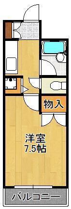 協和リバーサイド(1K/4階)の間取り写真