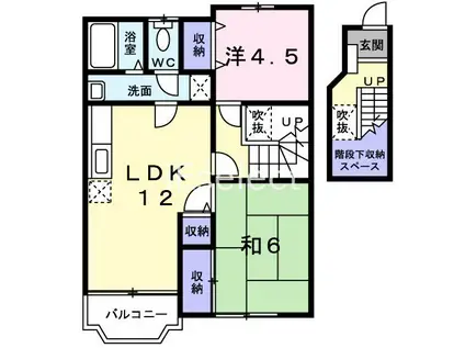グリーンコートみずほC(2LDK/2階)の間取り写真
