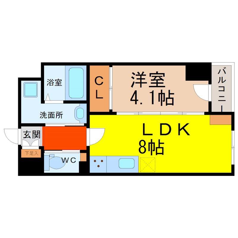 PURA VIDA 幅下(1LDK/7階)の間取り写真