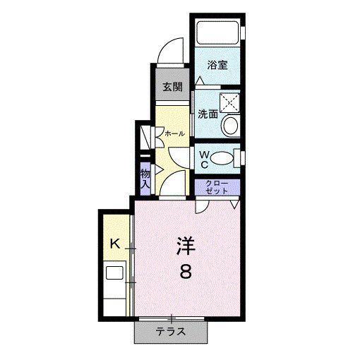 フェリオ優月(ワンルーム/1階)の間取り写真