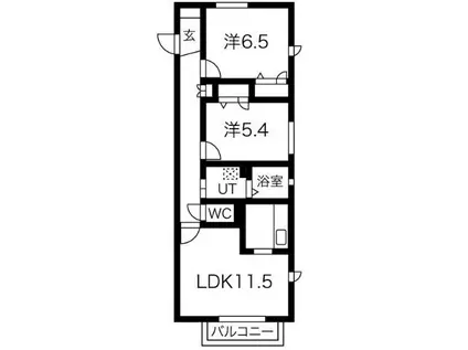 グレイスコート B棟(2LDK/1階)の間取り写真