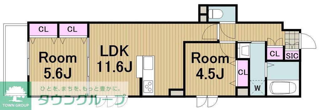 MAISON DE TRINITY E(2LDK/1階)の間取り写真