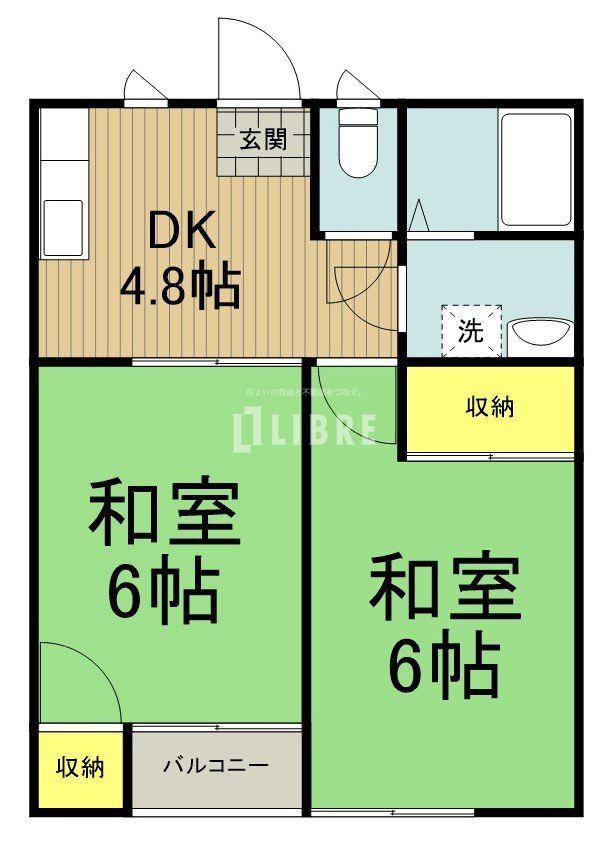 富士ビューティーハイツ(2DK/2階)の間取り写真