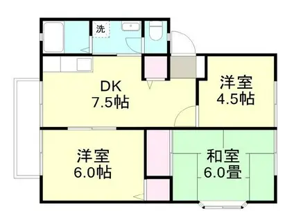 ウィンディア中島A棟(3DK/1階)の間取り写真
