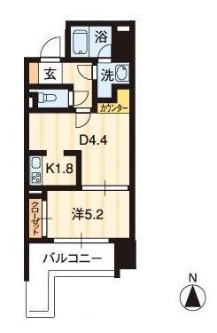 リアライズ瓦町(1DK/5階)の間取り写真