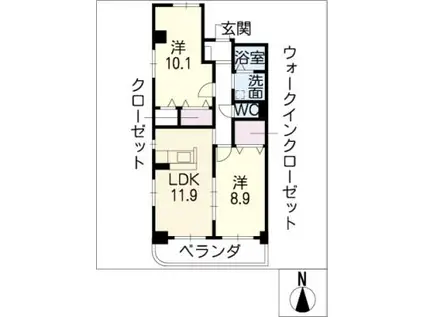 レトルダムール(2LDK/3階)の間取り写真