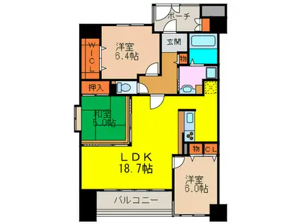 ヴェルジコリーナ(3LDK/2階)の間取り写真