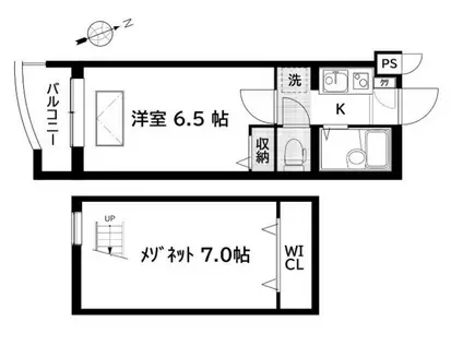 ラ・フローラ武蔵野I(2K/1階)の間取り写真