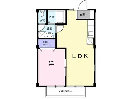 東ハイツ(1LDK/2階)の間取り写真