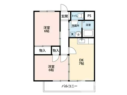 ハピネスホリノ(2DK/2階)の間取り写真