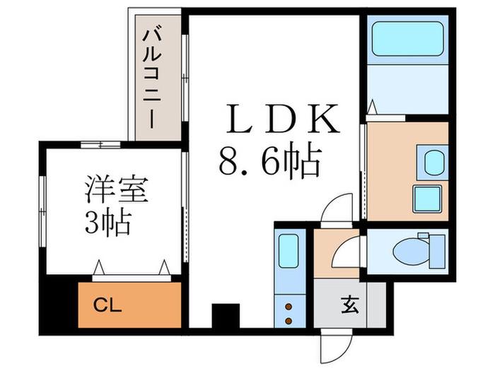 Nステージ長岡天神(1LDK/1階)の間取り写真
