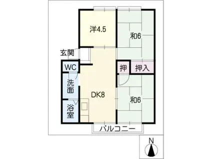 コンフォート東大垣(3DK/1階)の間取り写真