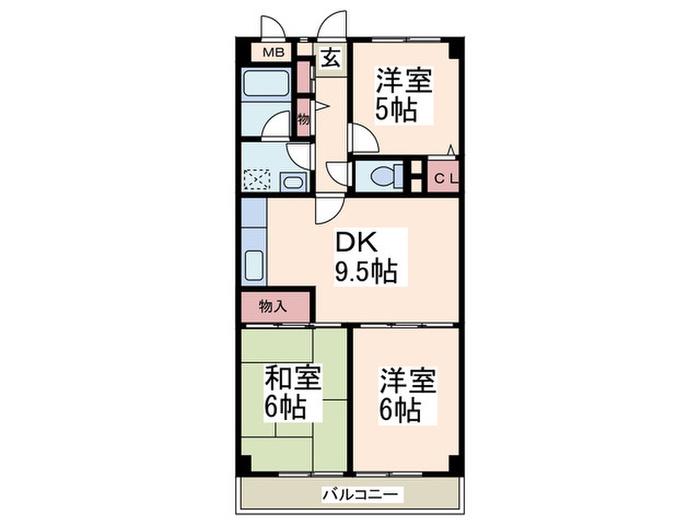 ベルエール藤が丘I(3DK/3階)の間取り写真