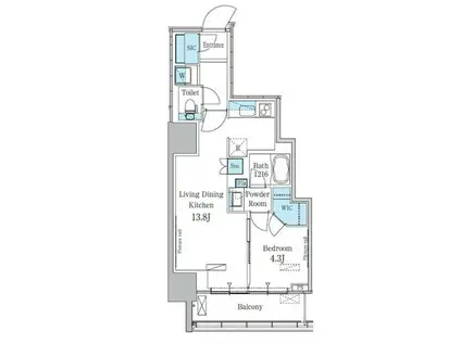 パークアクシス横濱関内スクエア(1LDK/9階)の間取り写真