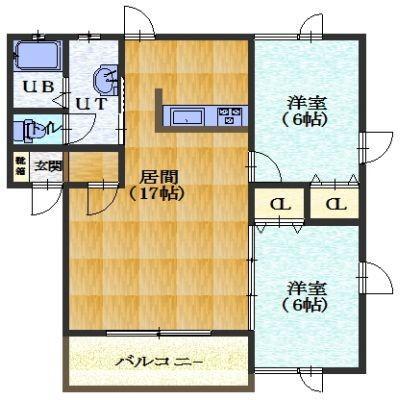 MAISON DE JAPONISMEII(2LDK/1階)の間取り写真