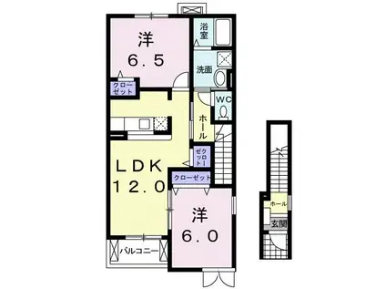 サンパティークVI(2LDK/2階)の間取り写真