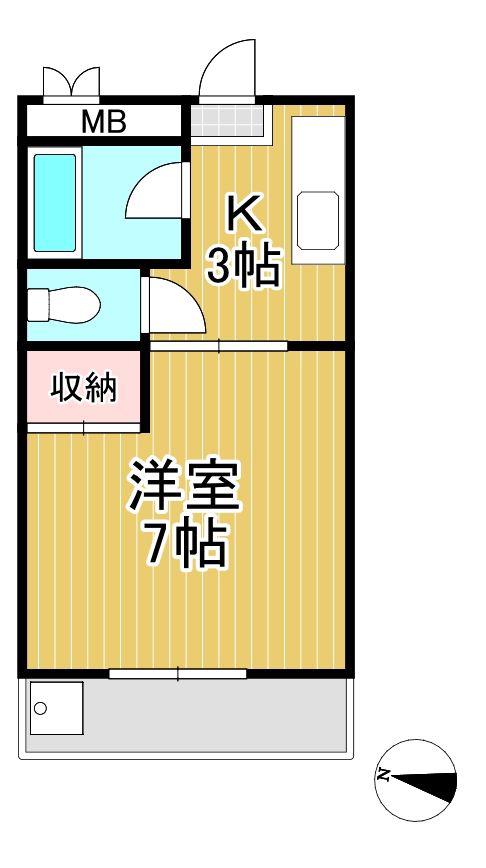 シティハイツ英(1K/2階)の間取り写真