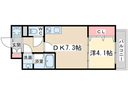 ワンルーフフラットテンジンバシ(1DK/8階)の間取り写真