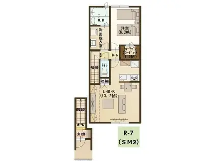 ユーソニアン・葛巻(1LDK/2階)の間取り写真