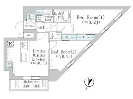 ウェスタ板橋仲宿(2LDK/13階)の間取り写真